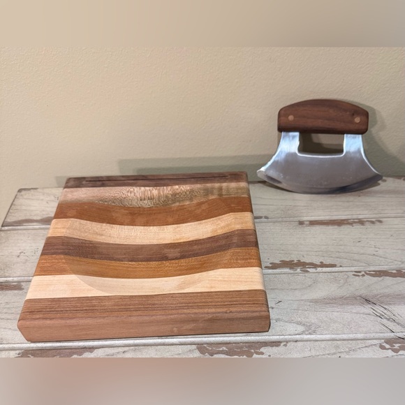 Quality USA Multi Wood Ulu Knife Cutting Chopping Bowl Board - Picture 2 of 7